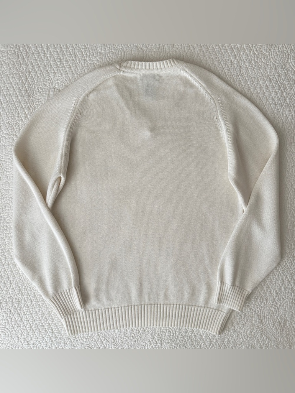 Vintage Lands' End USA Cotton V-Neck Sweater Pullover L Tall Minimalist 90s - Picture 3 of 10